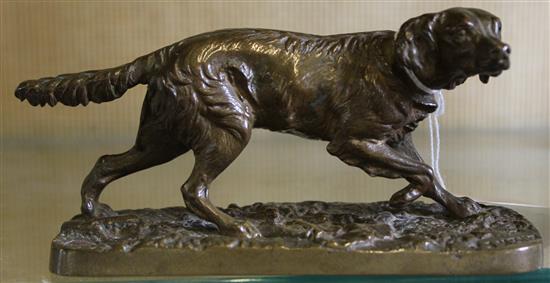 Pierre Jules Mene, patinated bronze model of a setter, Susse Freres foundry stamp